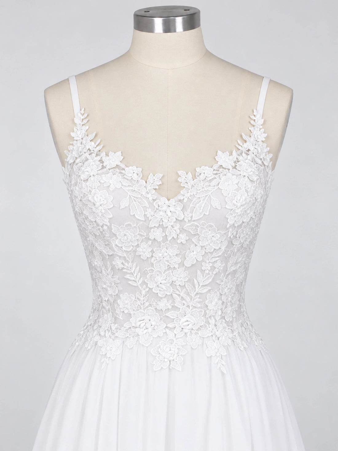Applique Slit Chiffon Wedding Dress