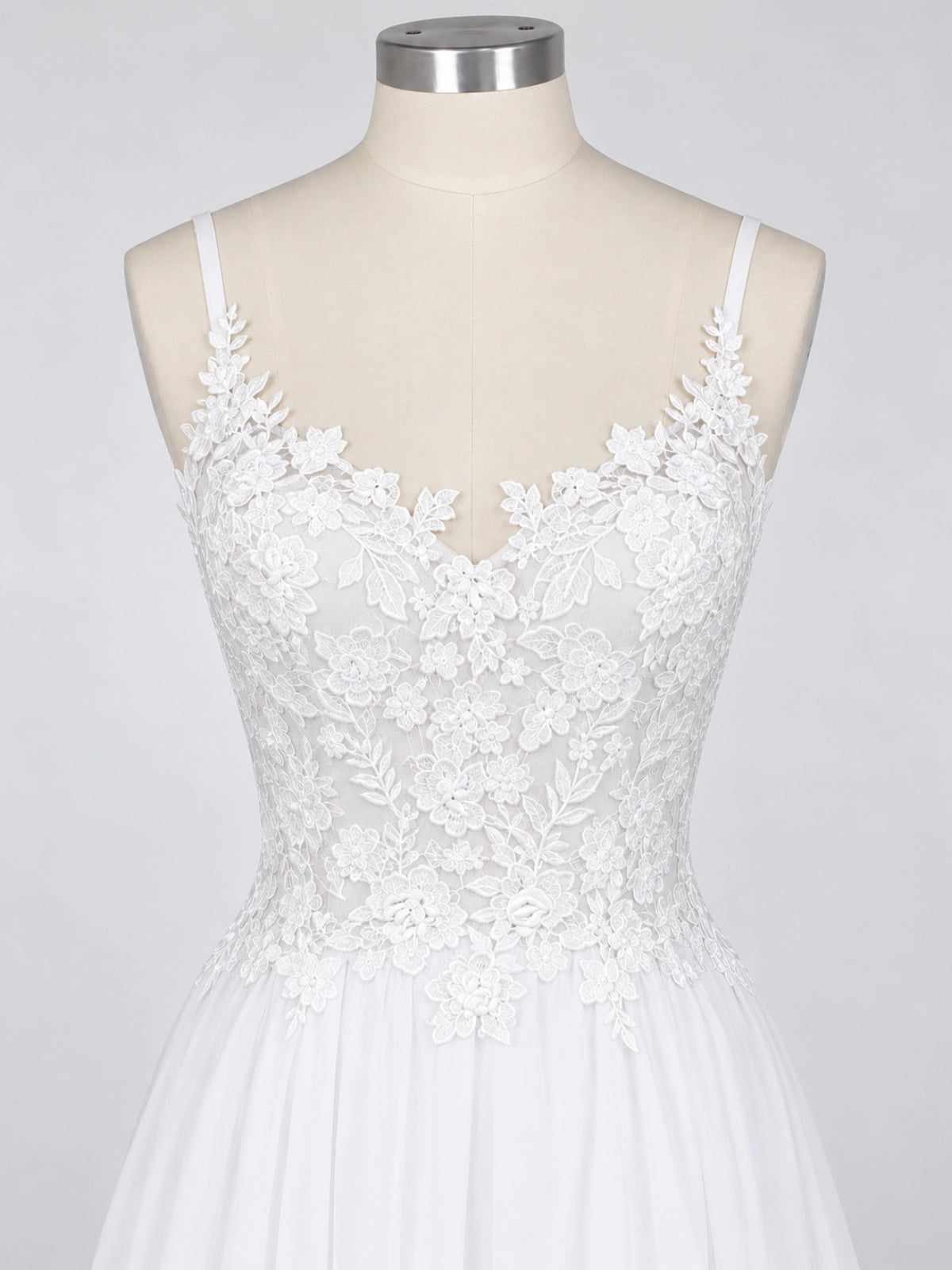 Applique Slit Chiffon Wedding Dress