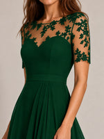 Lace Mother of the Bride Dress with Illusion Neckline