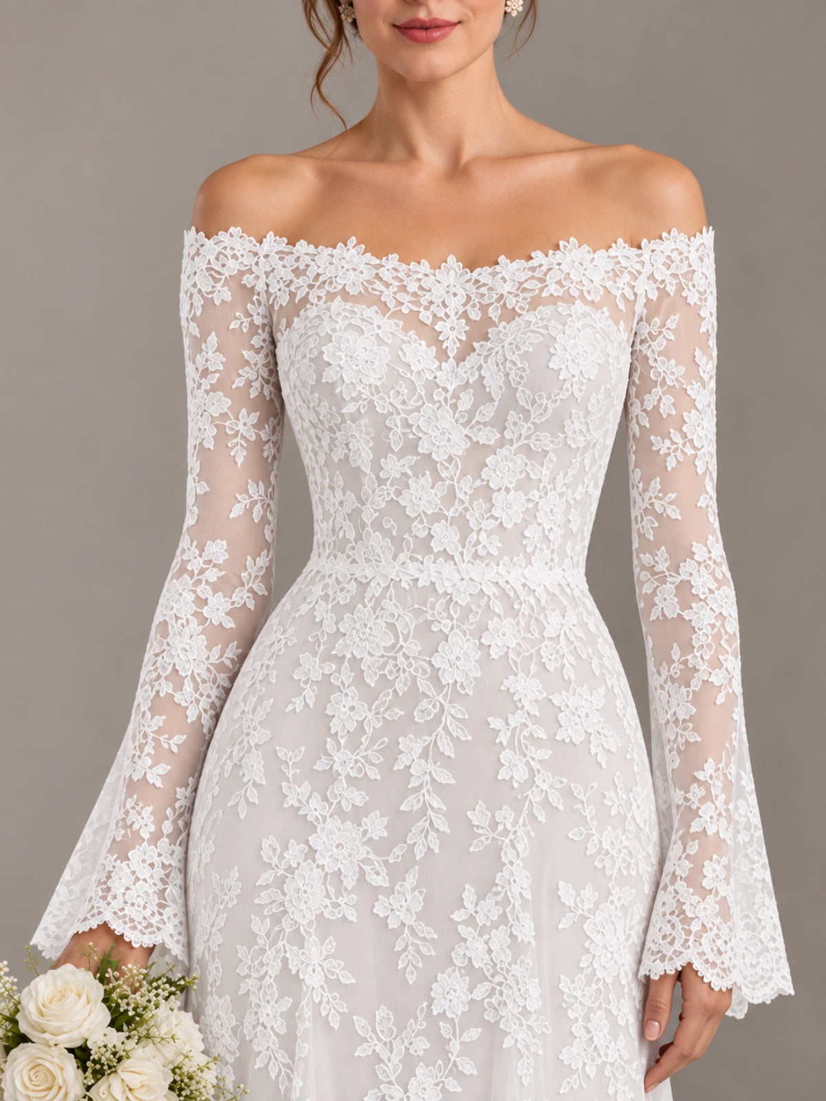 Lace Wedding Dress with Off-the-Shoulder