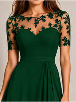 Lace Mother of the Bride Dress with Illusion Neckline