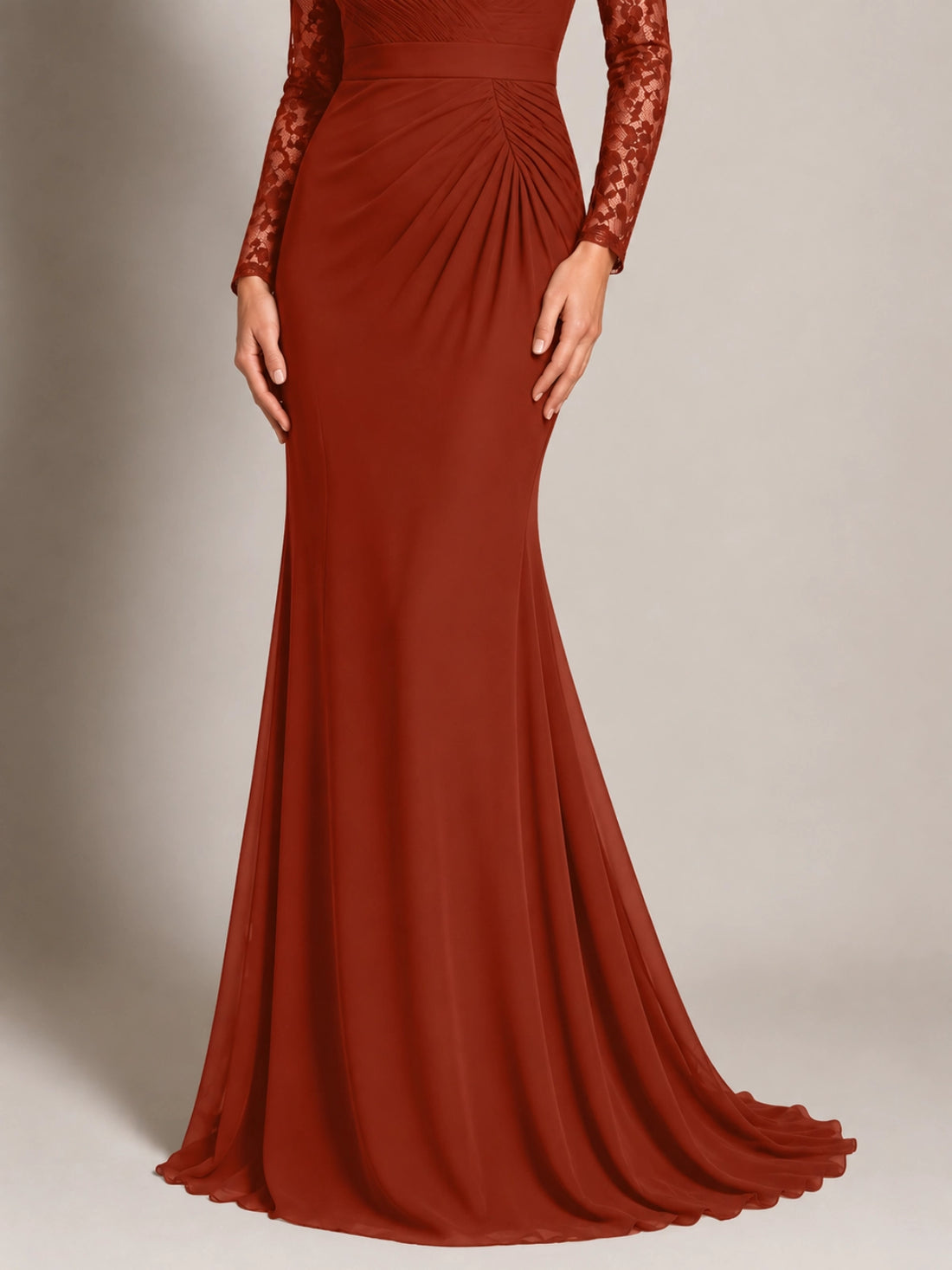 Mermaid Mother of the Bride Dress with Long Lace Sleeves