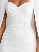 Stretch Satin Wedding Dress with Cape