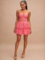 Sequin Appliques Mini Dress 