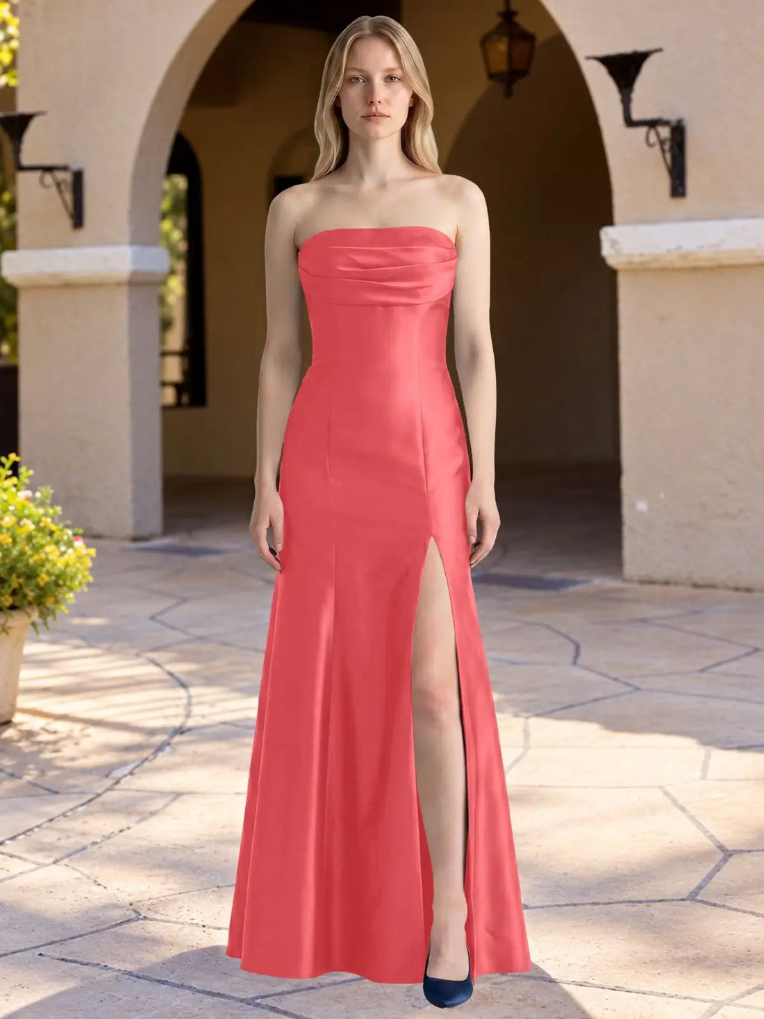 Strapless Ruched Bodice Prom Dress 