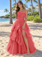 Tiered Strapless Prom Dress 