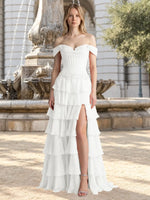 Tiered Off The Shoulder Prom Dress 