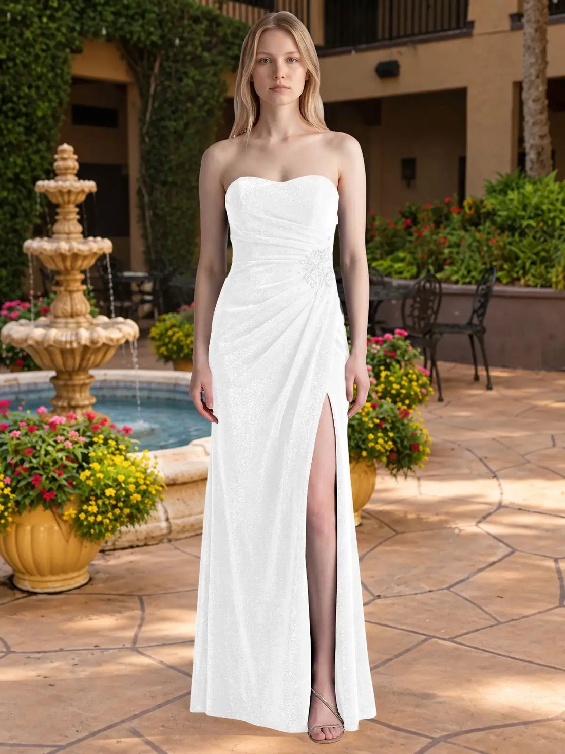 Velvet Prom Dress with Beaded Applique 