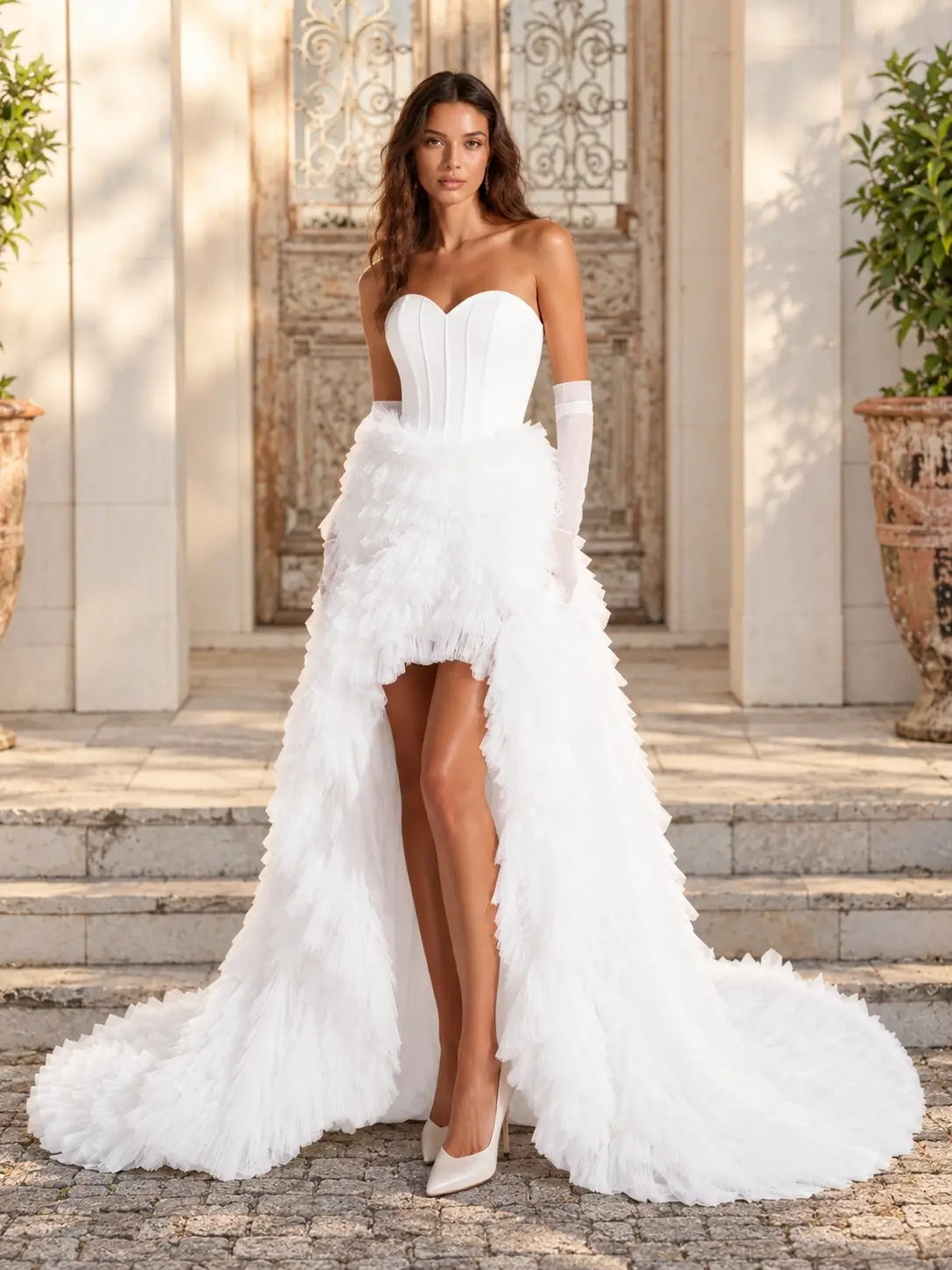Tulle Wedding Dress with High-Low 