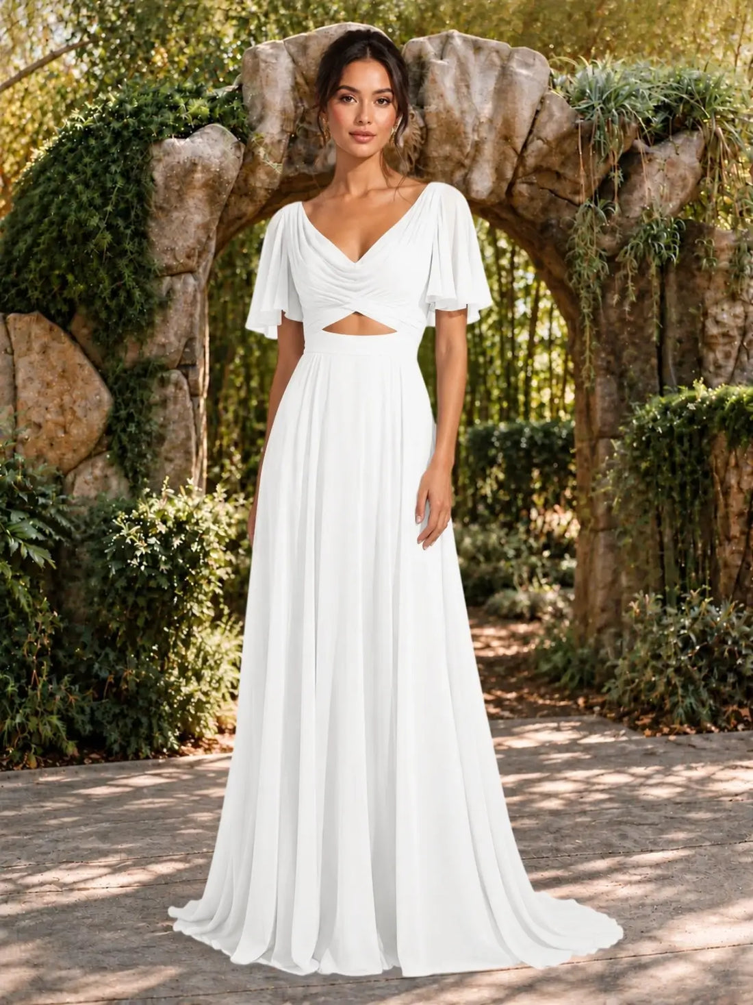 Cowl Neck Bridesmaid Dress with Cut-Out Detail