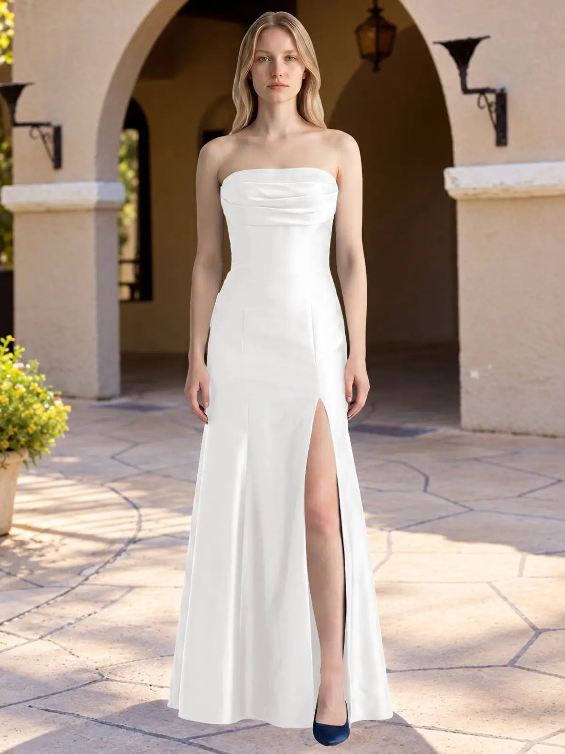 Strapless Ruched Bodice Prom Dress 