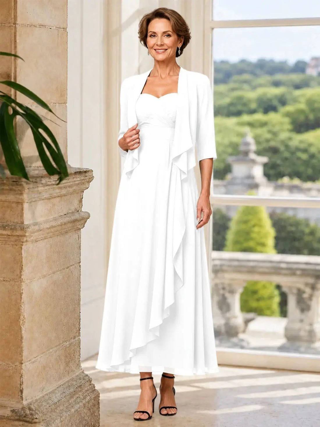 Two-piece Mother of the Bride Dress with Ruffle Design 