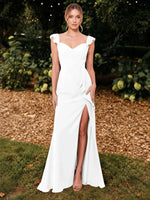 Chiffon Bridesmaid Dress with Ruffle Straps 