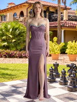 Beaded High Slit Prom Dress 