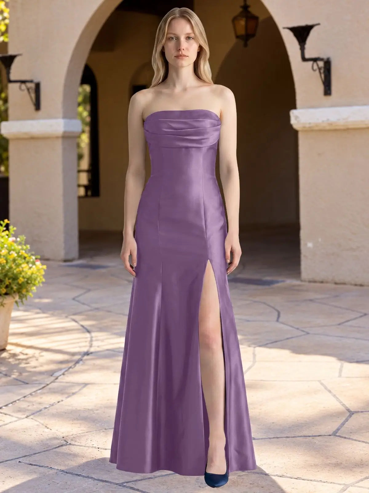 Strapless Ruched Bodice Prom Dress 