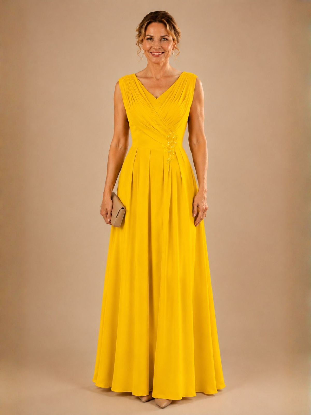Pleated Mother of The Bride Dress 