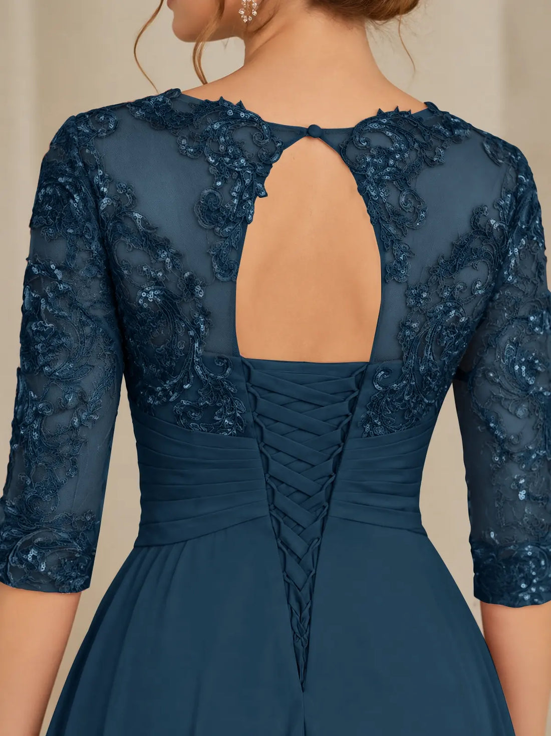 Three Quarter Sleeve Mother Dress-Plus Size