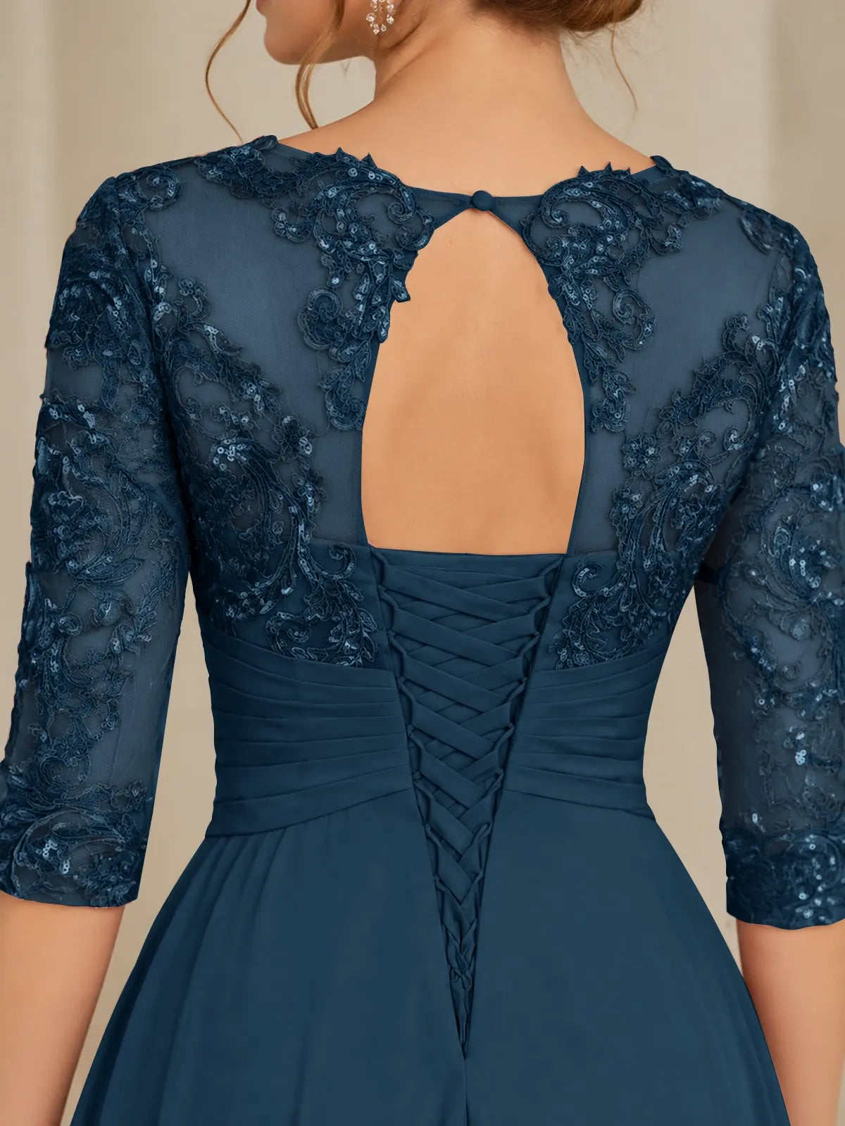 Three Quarter Sleeve Mother Dress-Plus Size