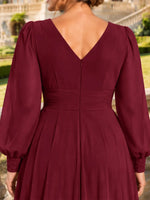Chiffon Mother of the Bride Dress with Long Sleeves-Plus Size