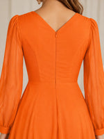 Long Sleeves Applique Chiffon Dress-Plus Size