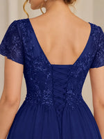 Short Sleeves Chiffon Dress-Plus Size