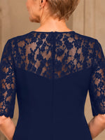A-line Mother of the Bride Dress with Lace Sleeves