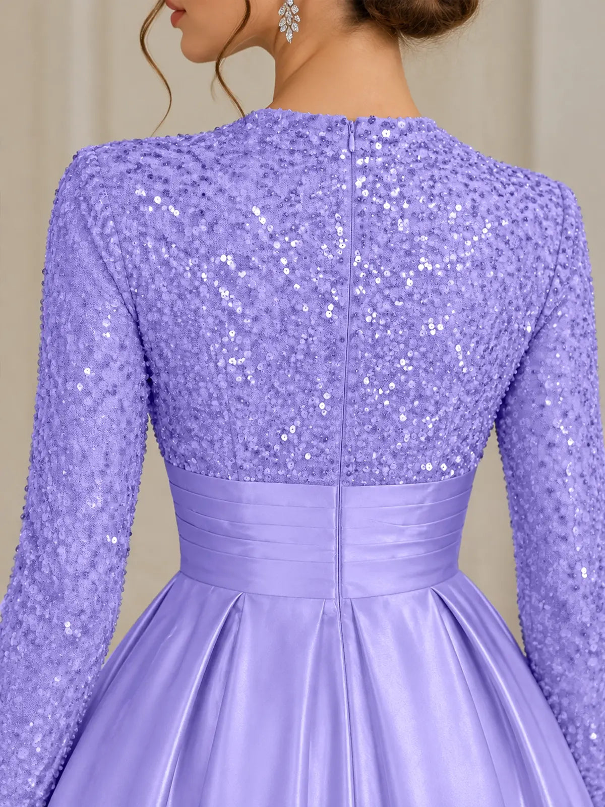 Sequined Mother Dress with Pockets-Plus Size