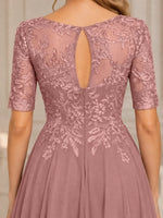Lace Mother Dress with Half Sleeves-Plus Size