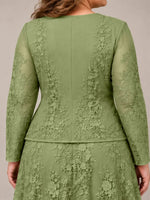 Two-Piece Lace Mother of the Bride Dress with Long Sleeves-Plus Size