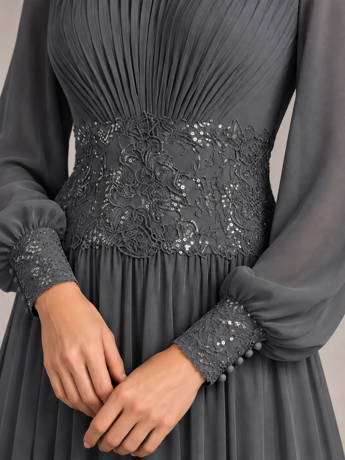 Chiffon Mother of the Bride Dress with Jewel Neckline-Plus Size