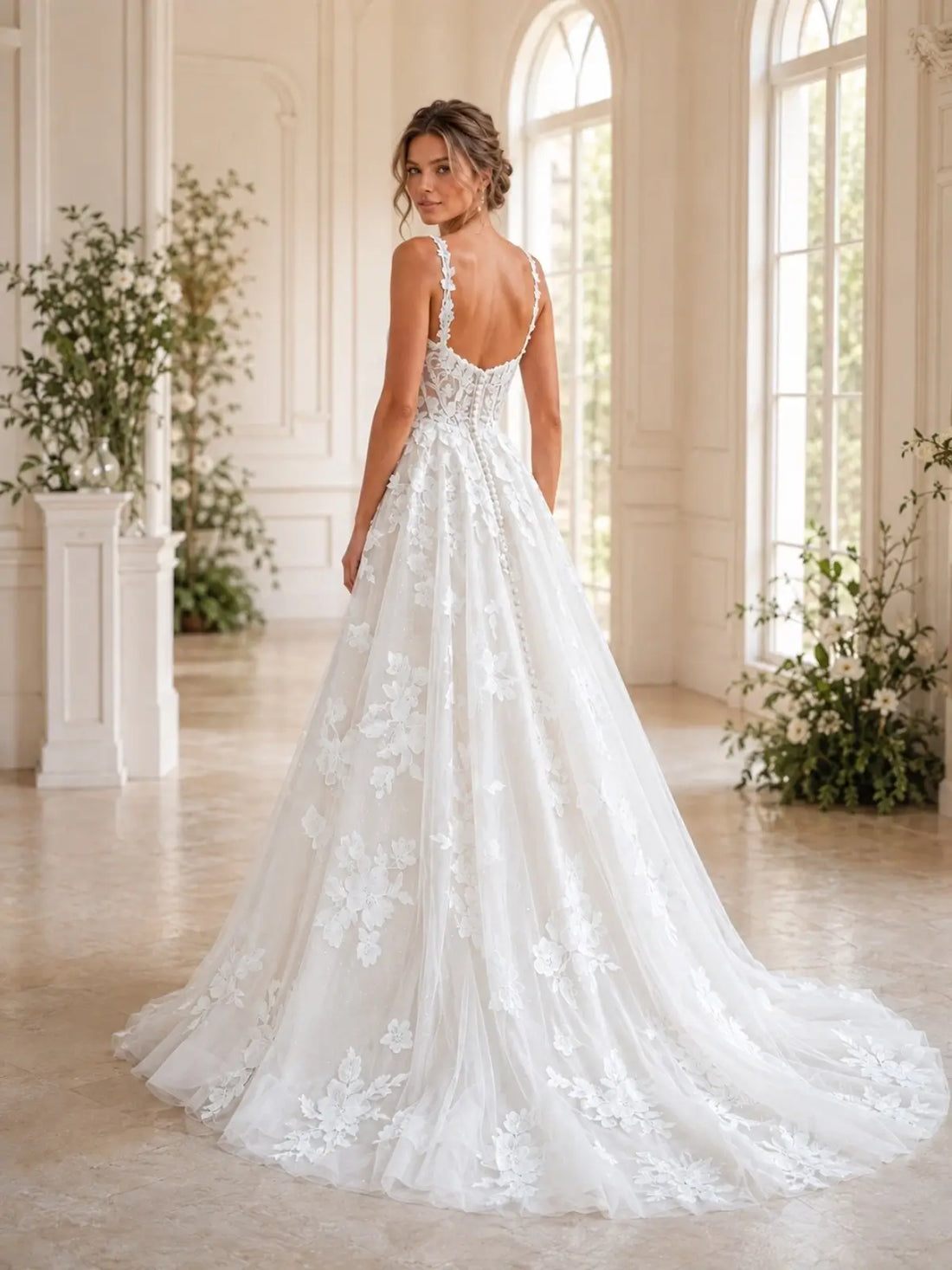 Lace Wedding Dress with Wide Strap Design