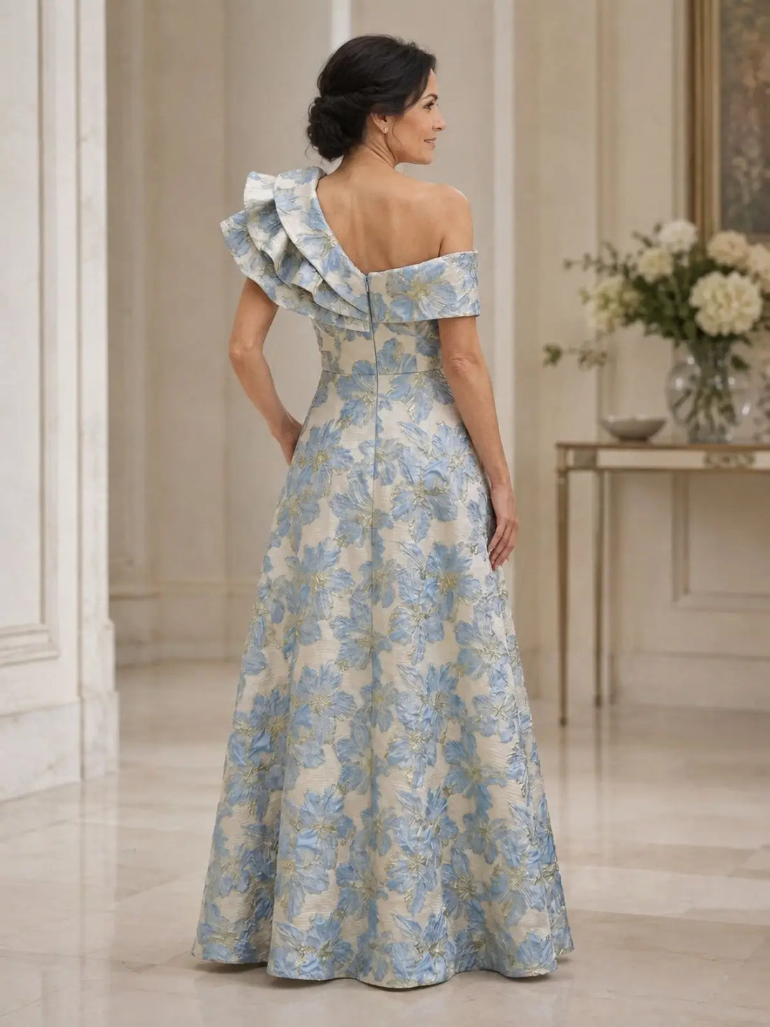 A-Line Mother of the Bride Dress with One-Shoulder Design