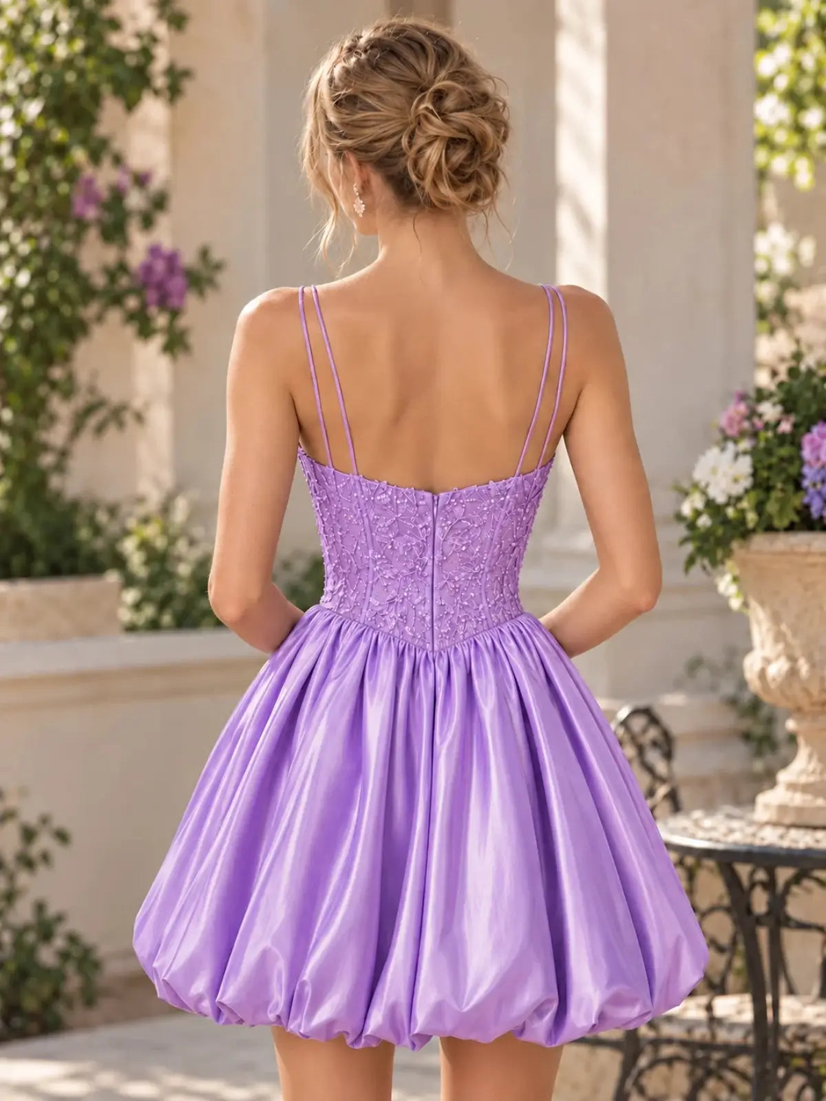 A-Line Homecoming Dress with Applique Details