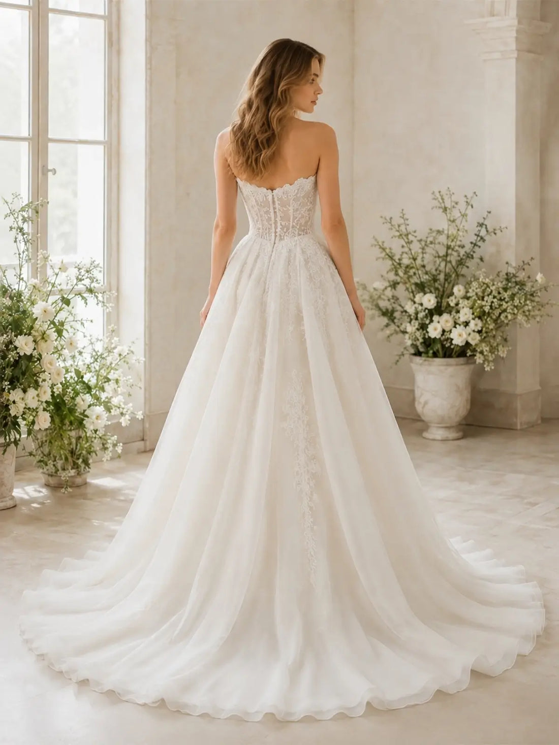 Elegant Tulle Ball Gown Wedding Dress