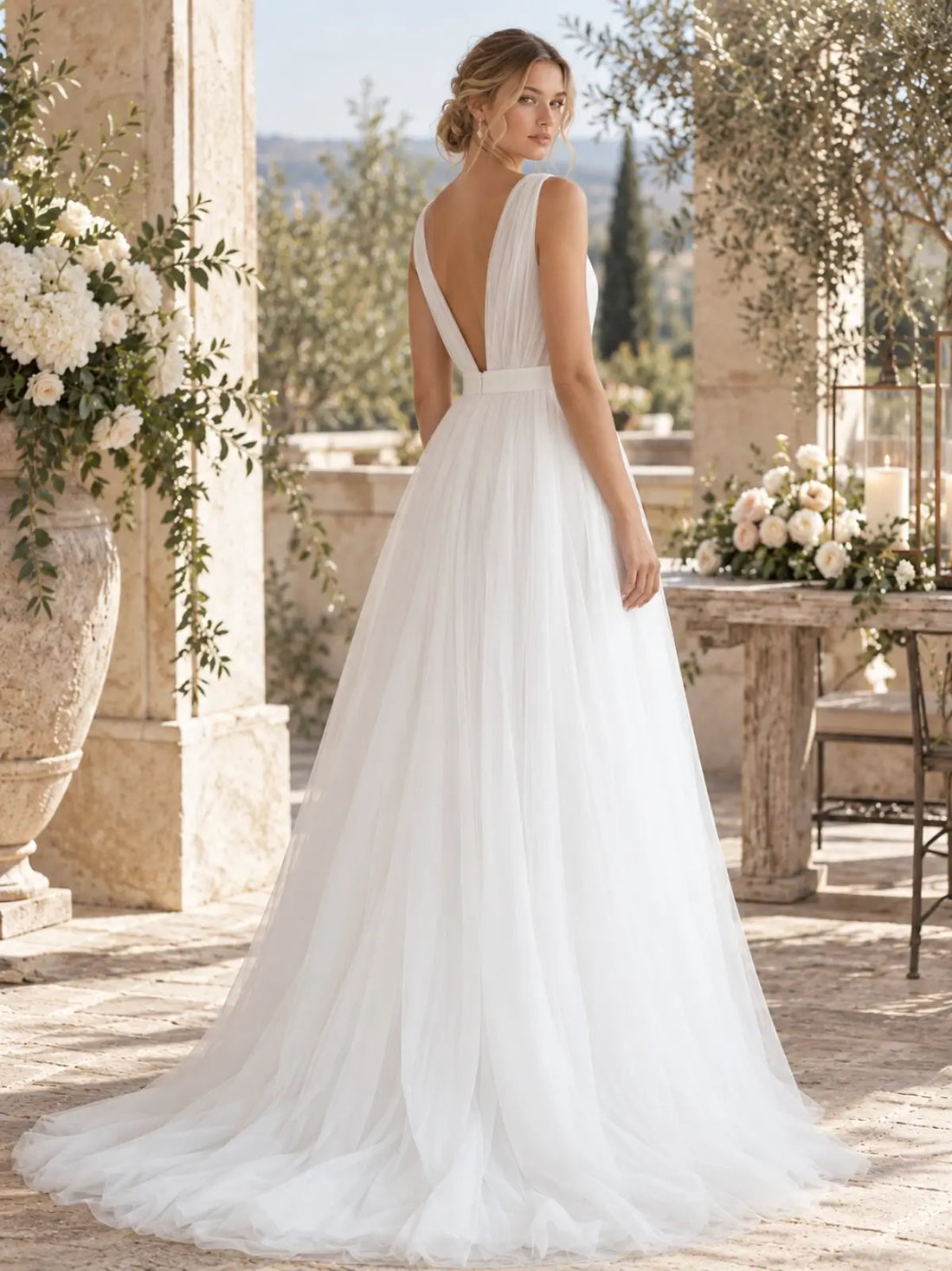 Tulle Wedding Dress with Elegant Court Train