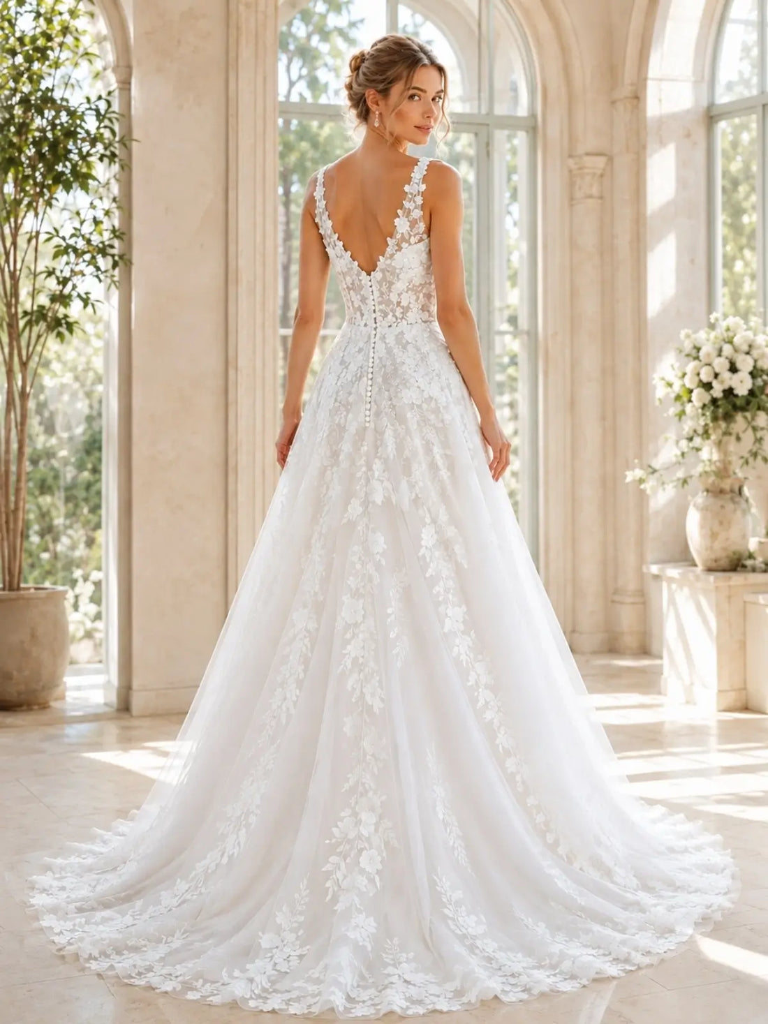 A-Line Wedding Dress with Tulle Details