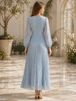 Pleated Bateau Neck Bridesmaid Dress