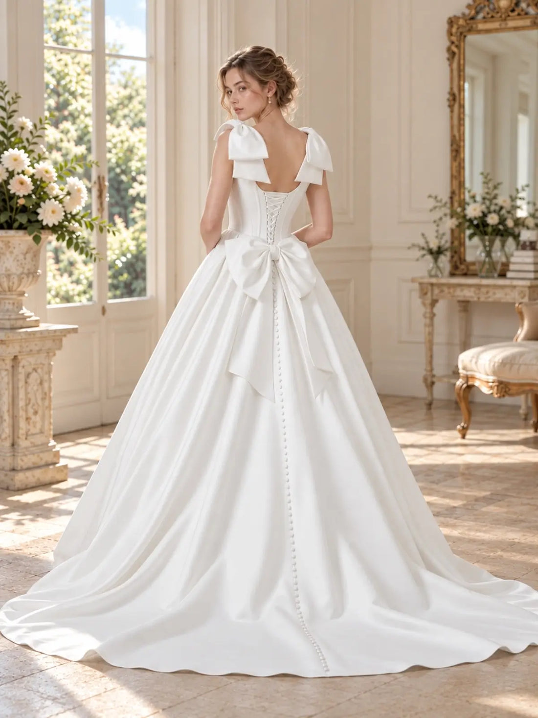 A-Line Wedding Dress with Elegant Bow Details