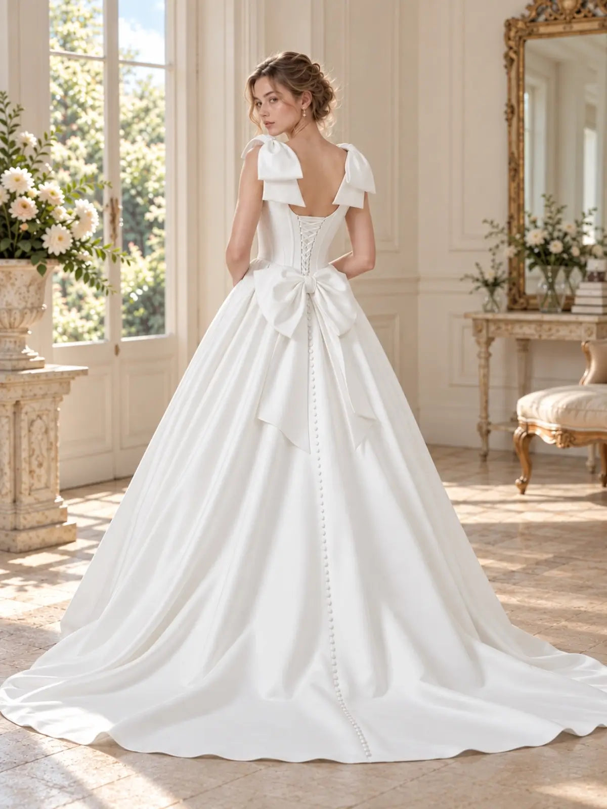 A-Line Wedding Dress with Elegant Bow Details