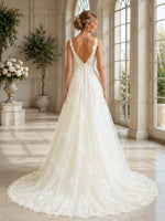 V-Neck Lace Wedding Dress