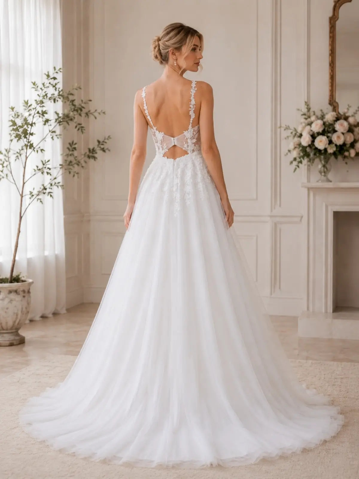 Tulle Wedding Dress with Cutout Details
