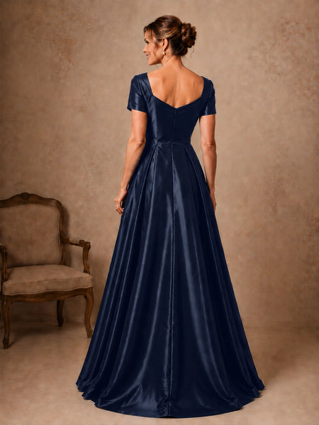 Silk-like Prom Dress with Short Sleeves