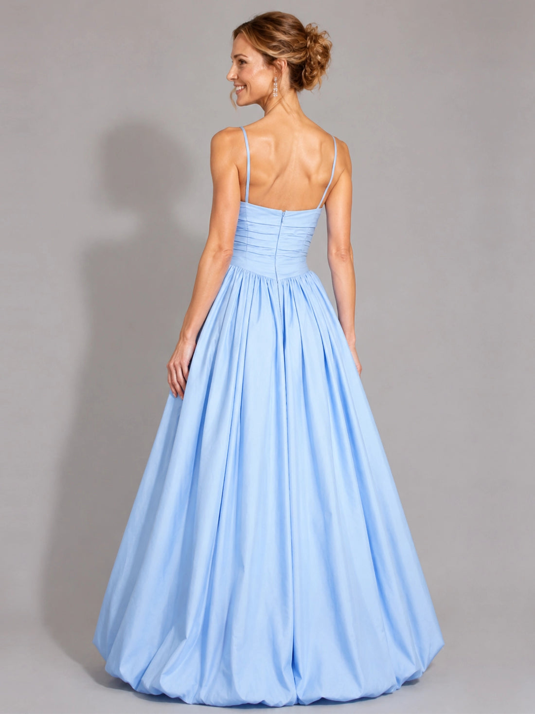 Iridescent Taffeta Prom Dress with High Slit