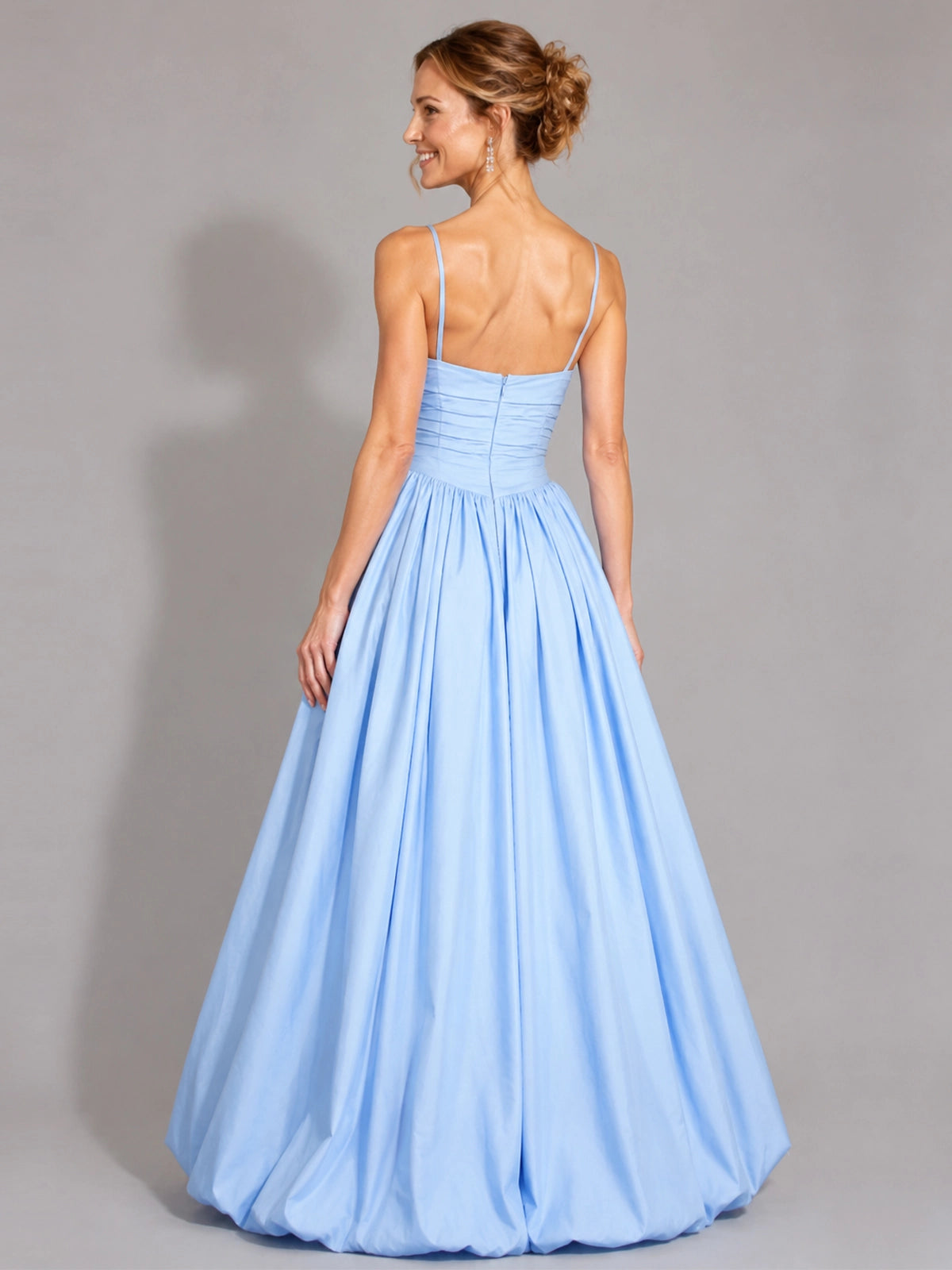 Iridescent Taffeta Prom Dress with High Slit