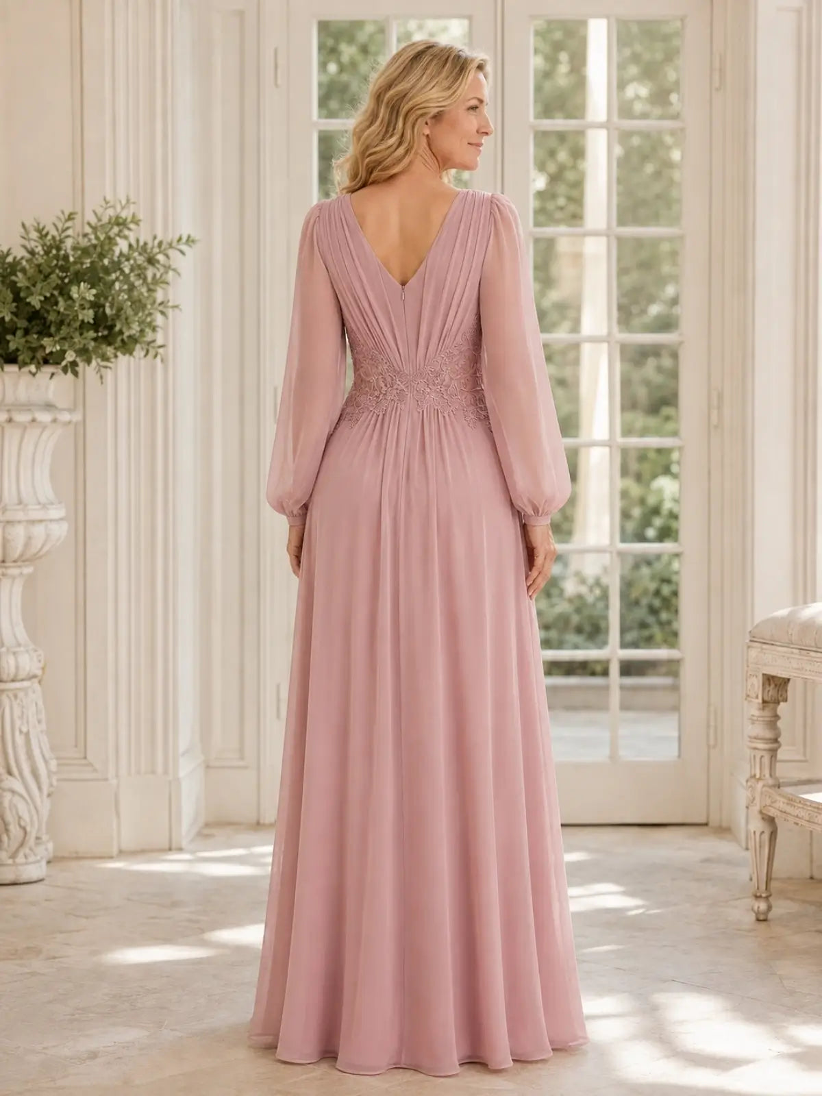 Chiffon Mother of the Bride Dress with High Leg Slit