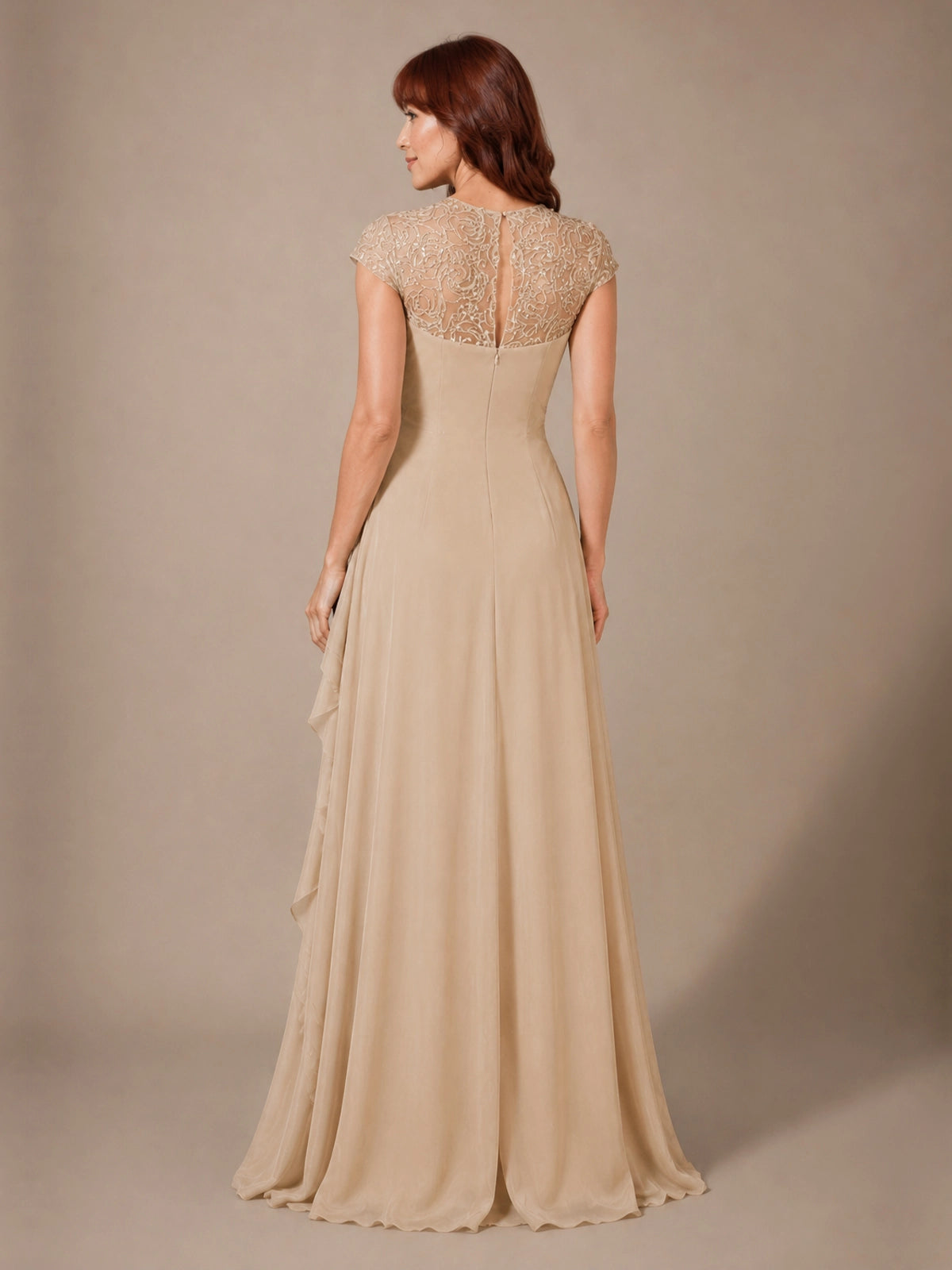 Chiffon Mother of the Bride Dress with Lace Appliques