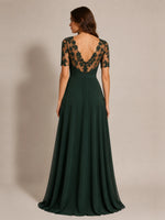 Lace Mother of the Bride Dress with Illusion Neckline