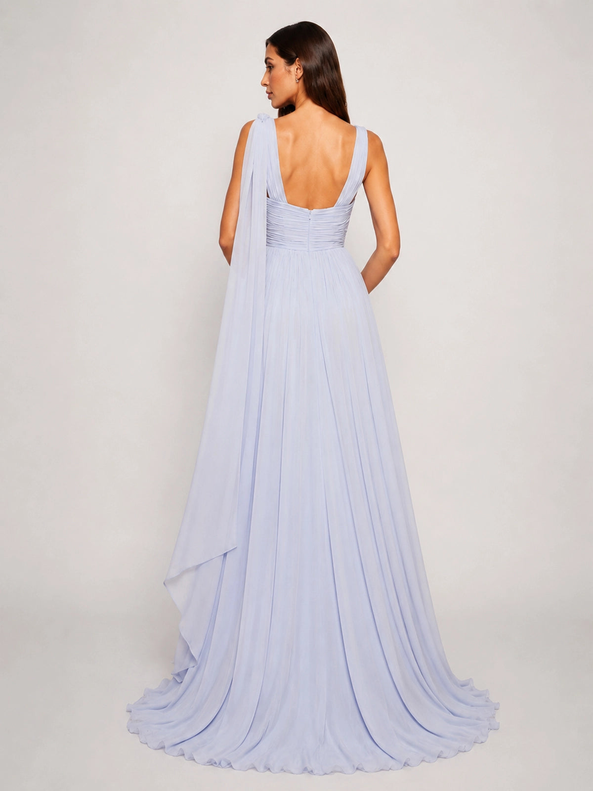 Chiffon Bridesmaid Dress with Draped Scarf
