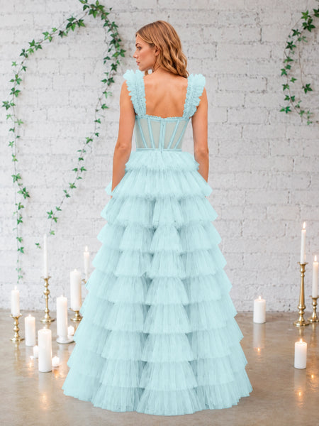 Tulle Prom Dress with Tiered Ruffles