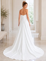 Stretch Satin Wedding Dress with Cross-over Bodice